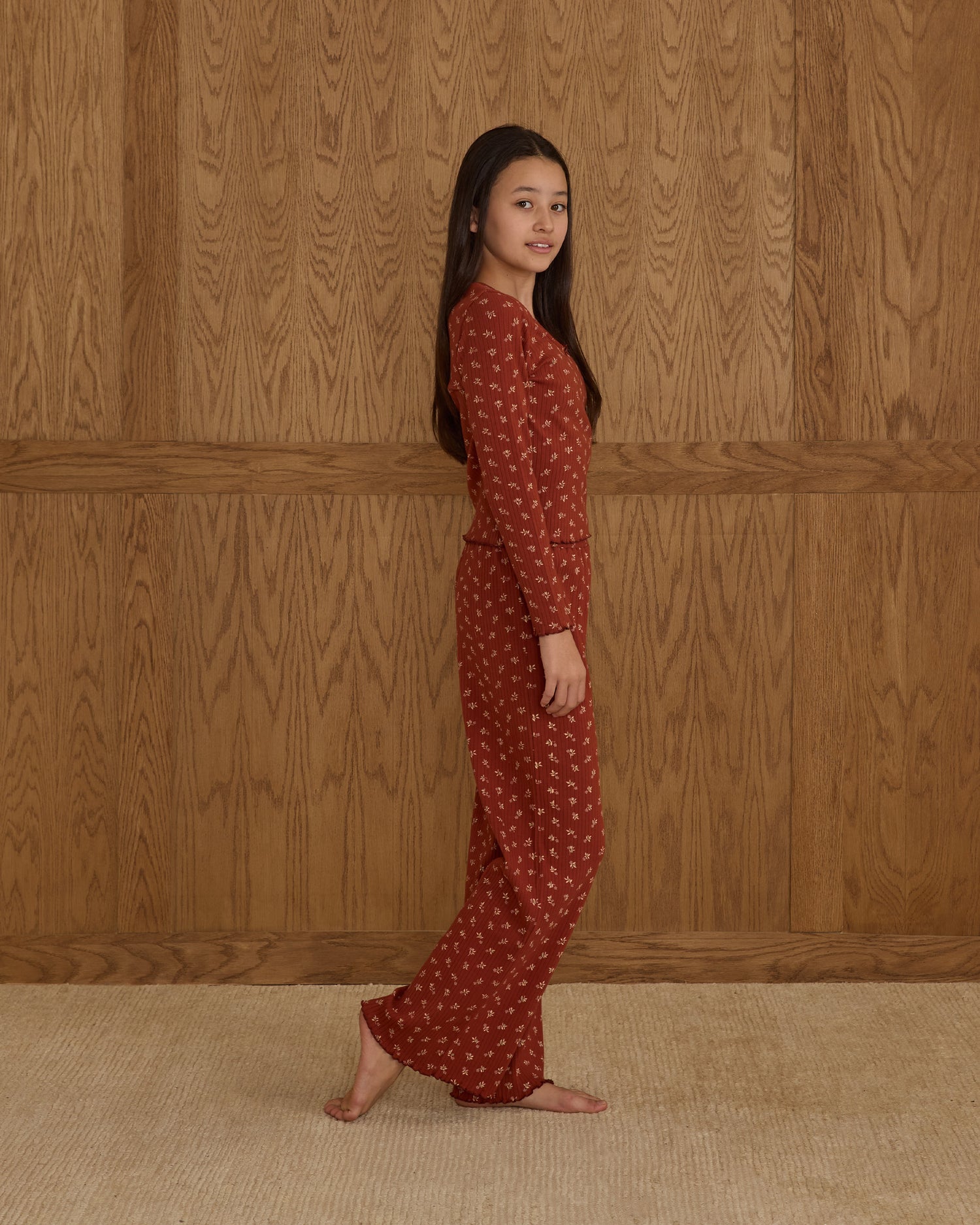 Rylee + Cru Teen Ribbed Lounge Set - Ruby Ditsy