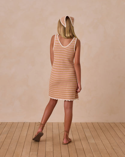 Rylee + Cru Teen Crochet Tank Mini Dress - Pink Stripe