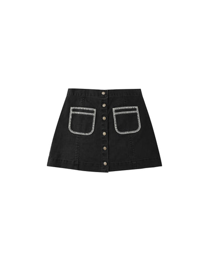Rylee + Cru Teen Denver Mini Skirt - Washed Black