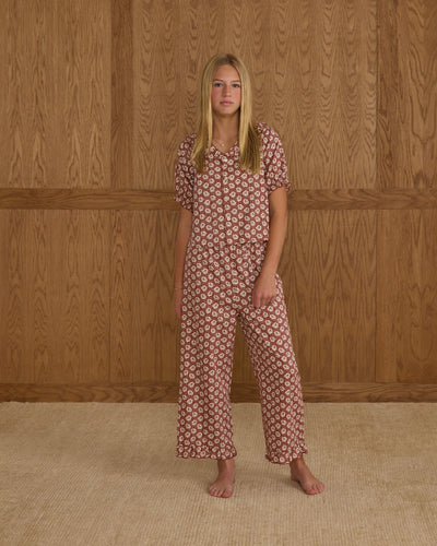 Rylee + Cru Teen Ruffle Pajama Set - Ruby Fleur