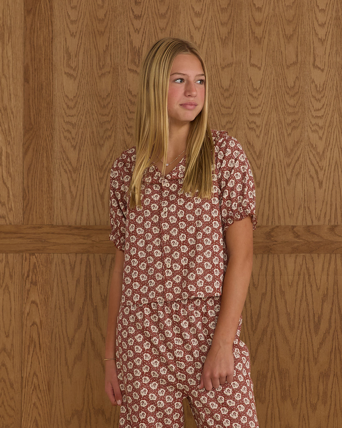Rylee + Cru Teen Ruffle Pajama Set - Ruby Fleur