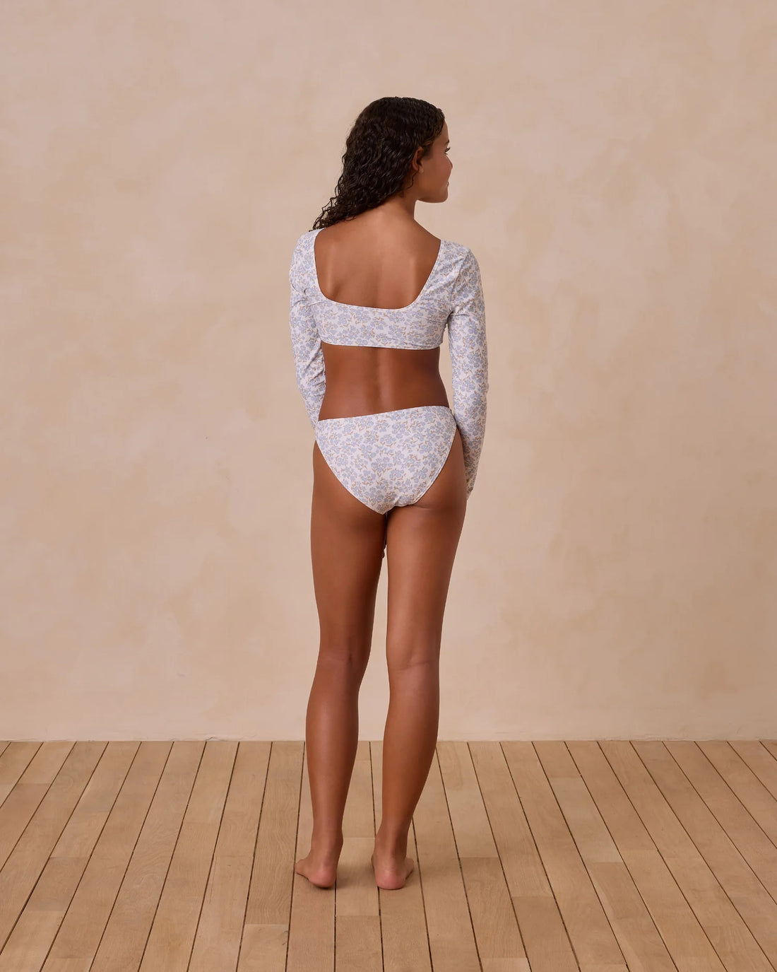 Rylee + Cru Teen Rashguard Bikini Set - Blue Ditsy