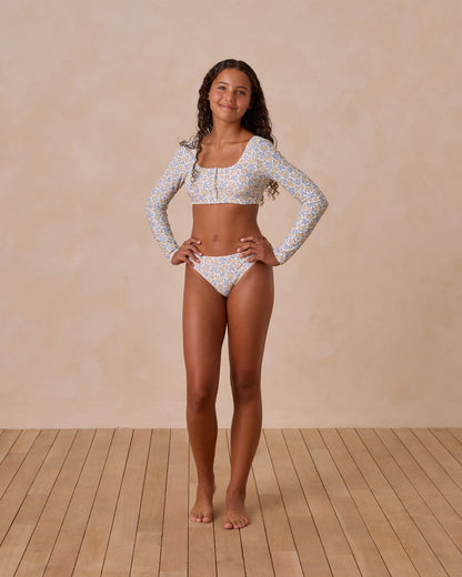 Rylee + Cru Teen Rashguard Bikini Set - Blue Ditsy