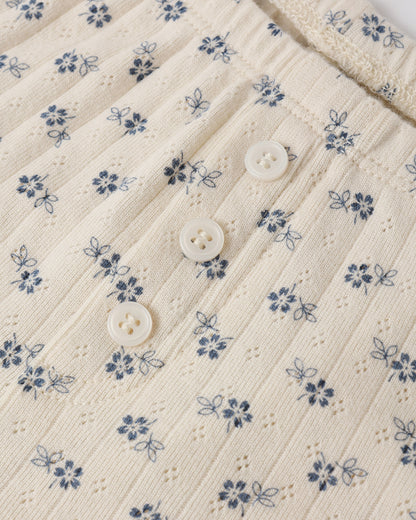 Rylee + Cru Teen Pointelle Lounge Set - Blue Ditsy