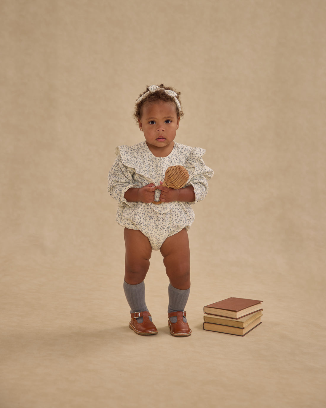 Rylee + Cru Baby Bow Headband - Blue Vines