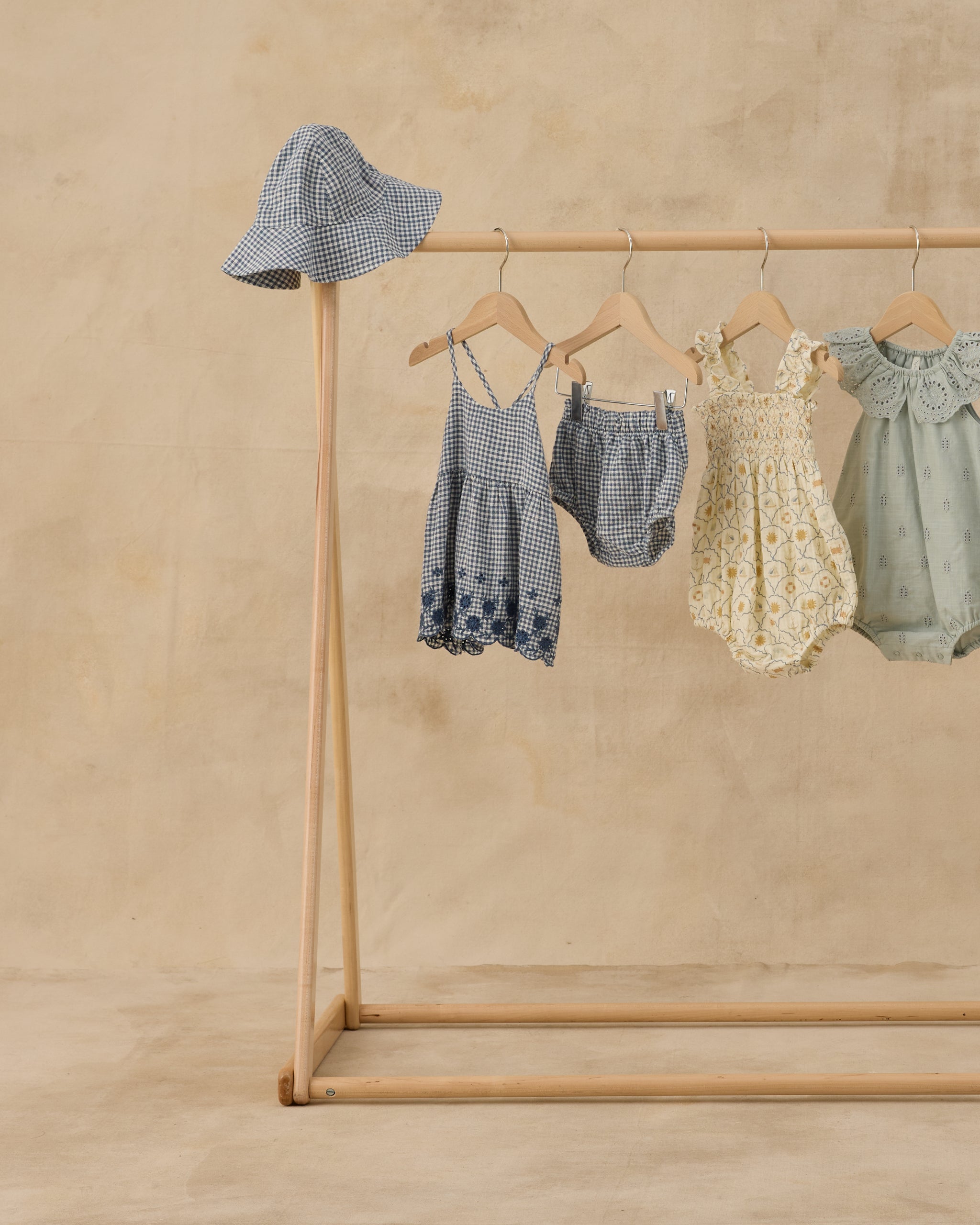 Rylee + Cru Floppy Sun Hat - Marine Gingham