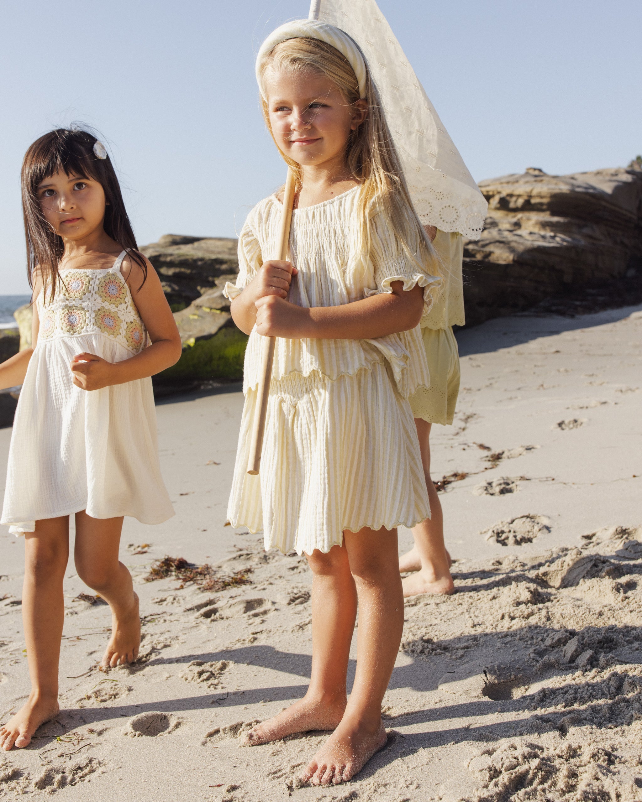 Rylee + Cru Crochet Sundress - Citron Daisy Check