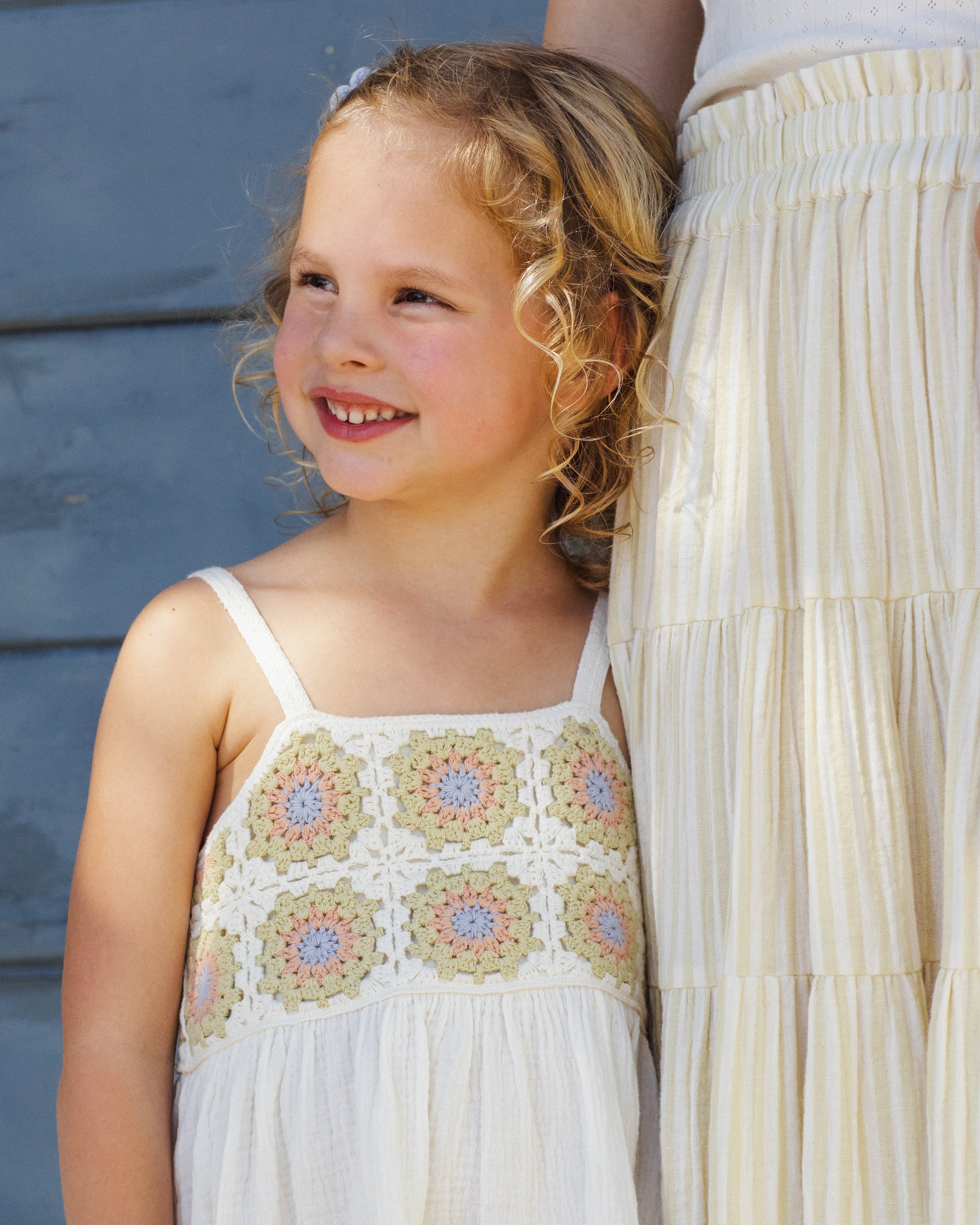 Rylee + Cru Crochet Sundress - Citron Daisy Check
