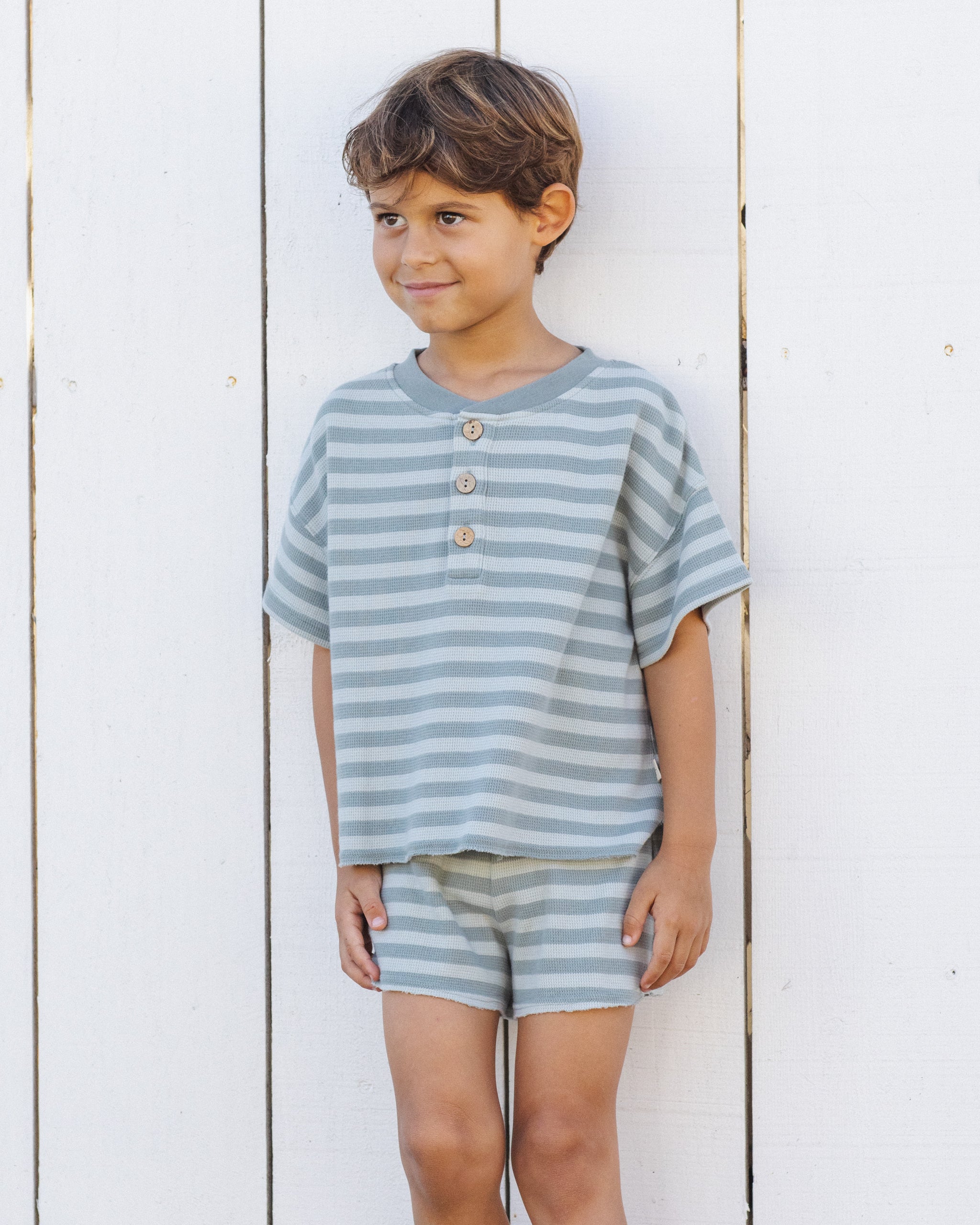 Rylee + Cru Summer Waffle Set - Sea Green Stripe