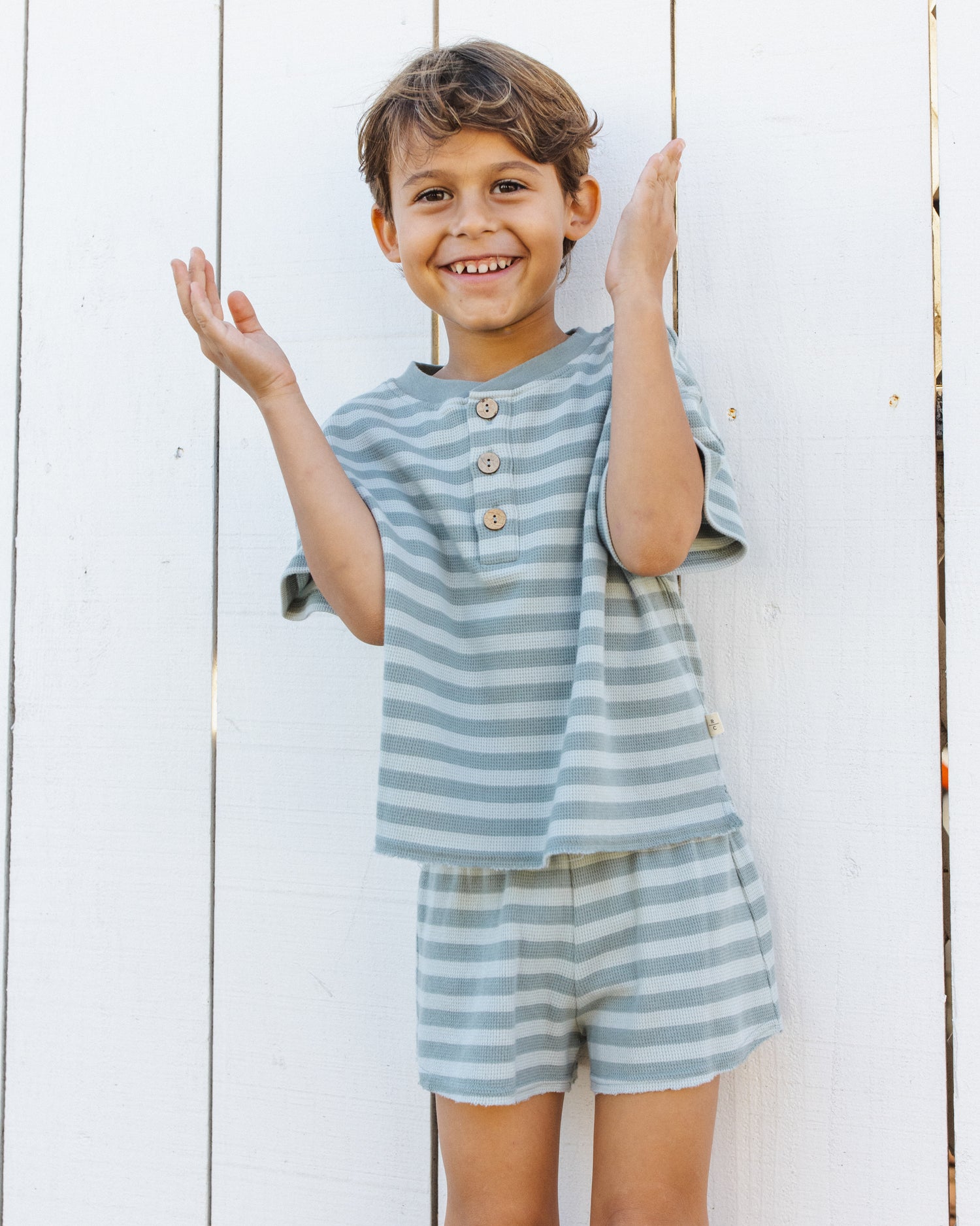 Rylee + Cru Summer Waffle Set - Sea Green Stripe