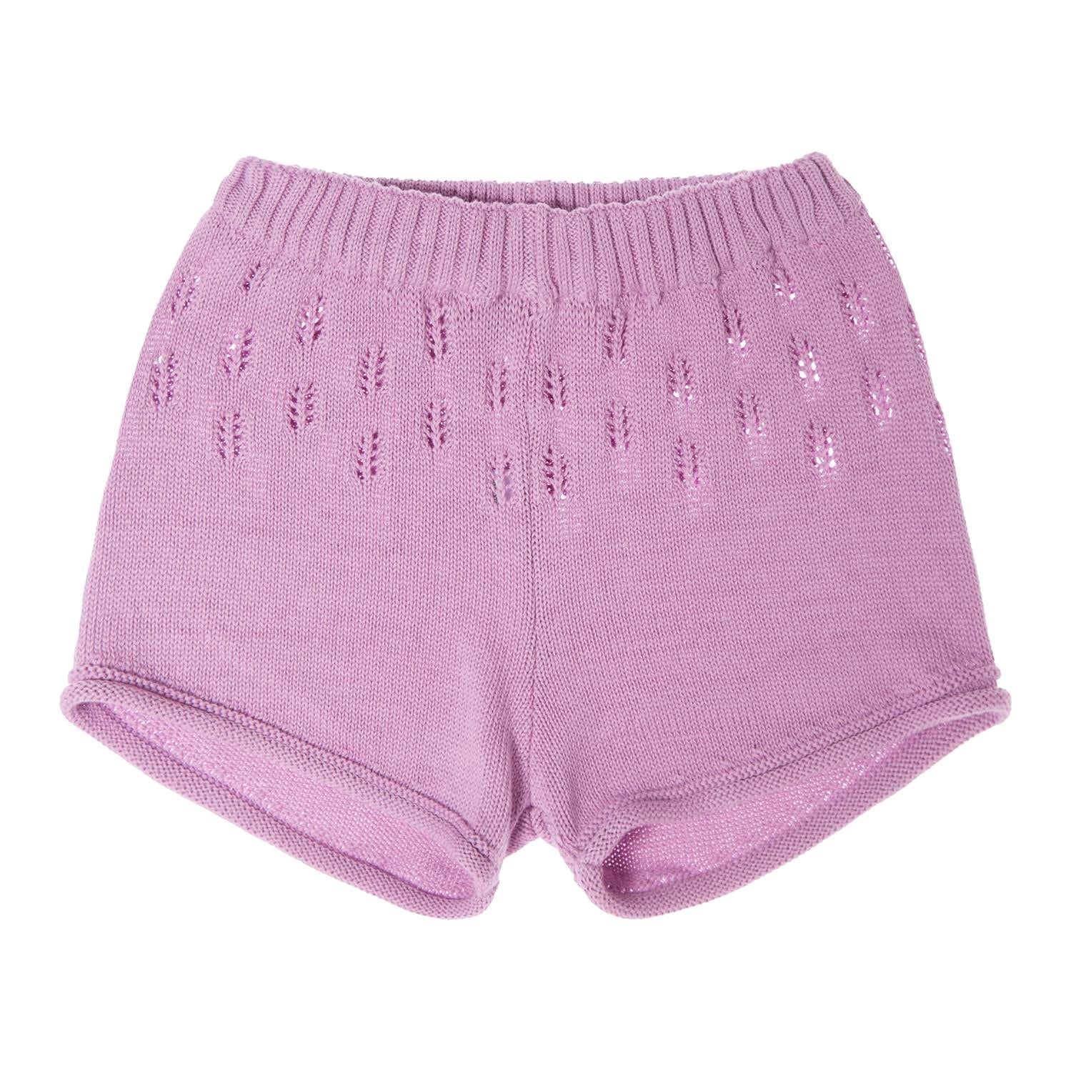 Tocoto Vintage Openwork Knit Shorts With Flowers - Lilac