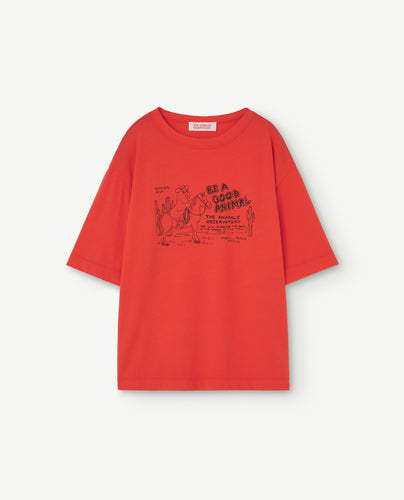 The Animals Observatory Rooster Oversize Kids T-Shirt - Red