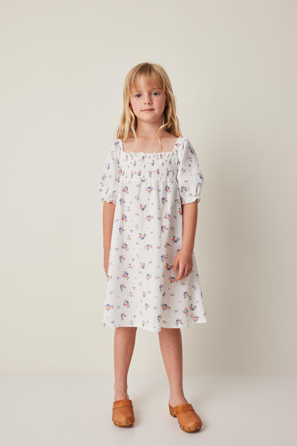 Tocoto Vintage Balloon Sleeve Flowers Midi Dress - Off White