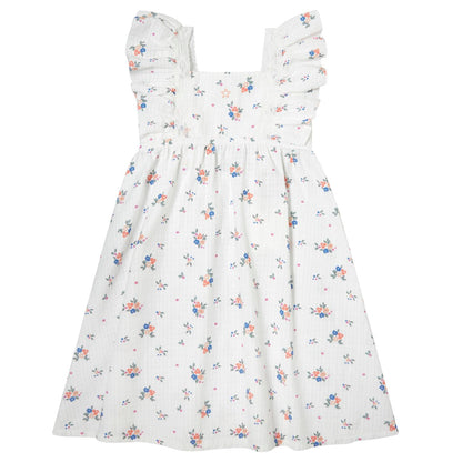 Tocoto Vintage Flower Ruffled Straps Mini Dress - Off White