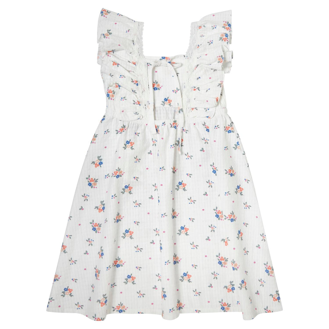 Tocoto Vintage Flower Ruffled Straps Mini Dress - Off White