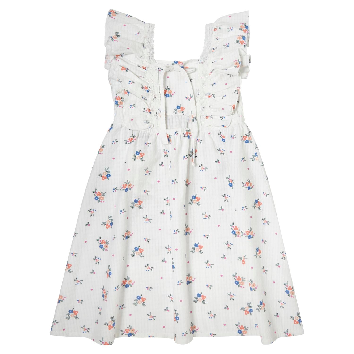 Tocoto Vintage Flower Ruffled Straps Mini Dress - Off White