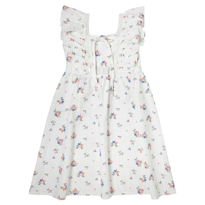 Tocoto Vintage Flower Ruffled Straps Mini Dress - Off White
