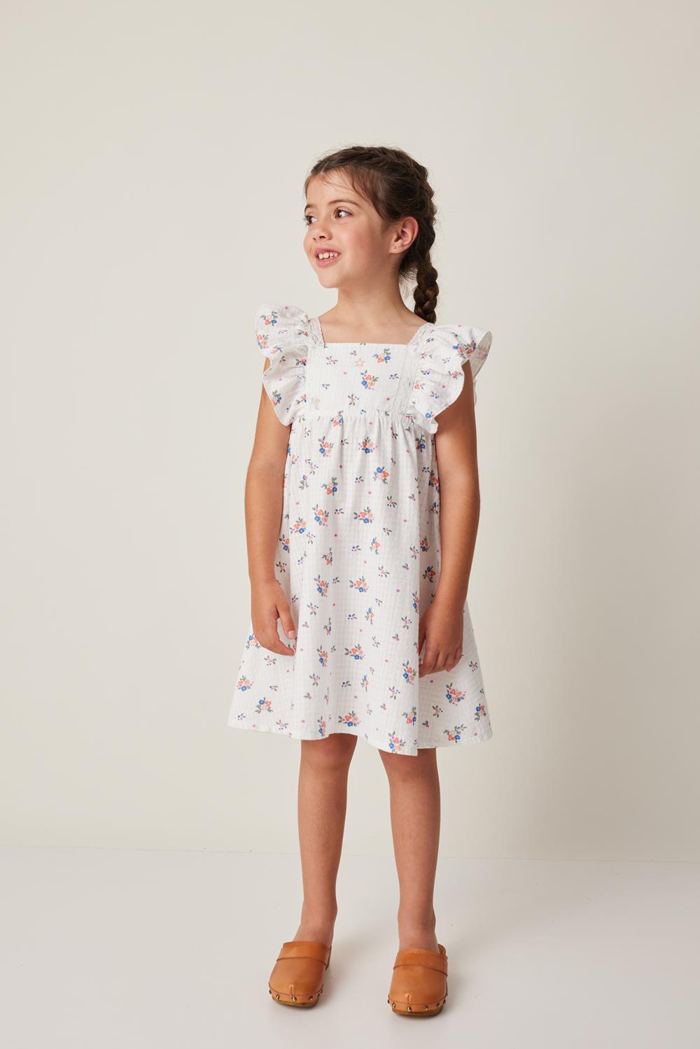 Tocoto Vintage Flower Ruffled Straps Mini Dress - Off White