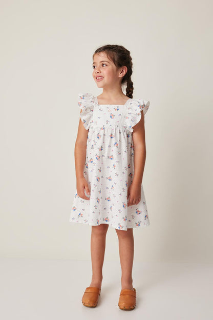 Tocoto Vintage Flower Ruffled Straps Mini Dress - Off White