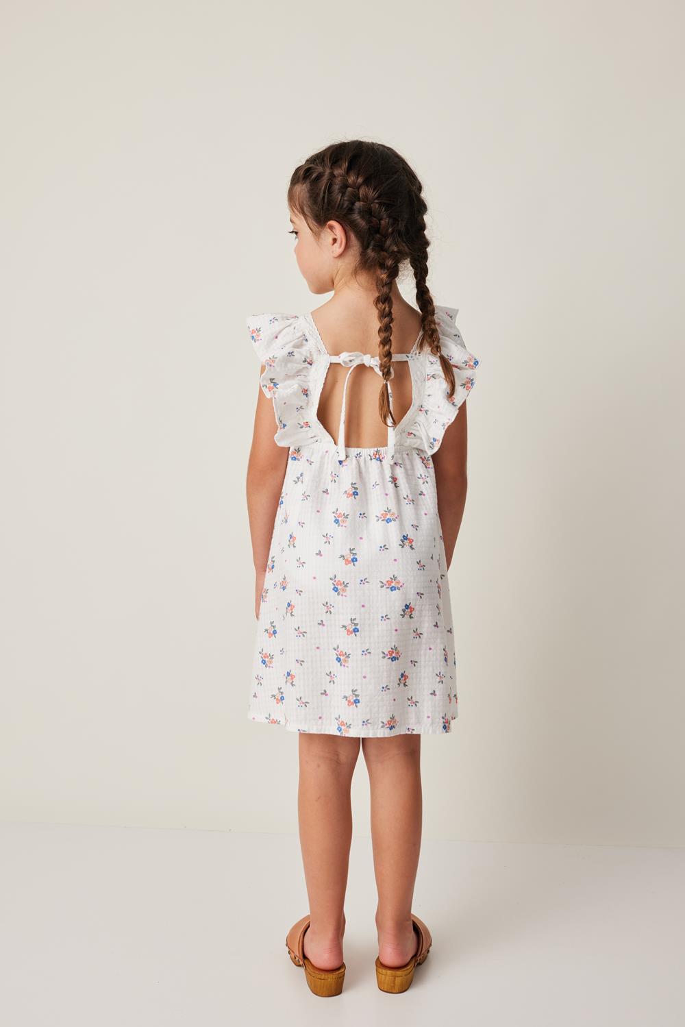 Tocoto Vintage Flower Ruffled Straps Mini Dress - Off White