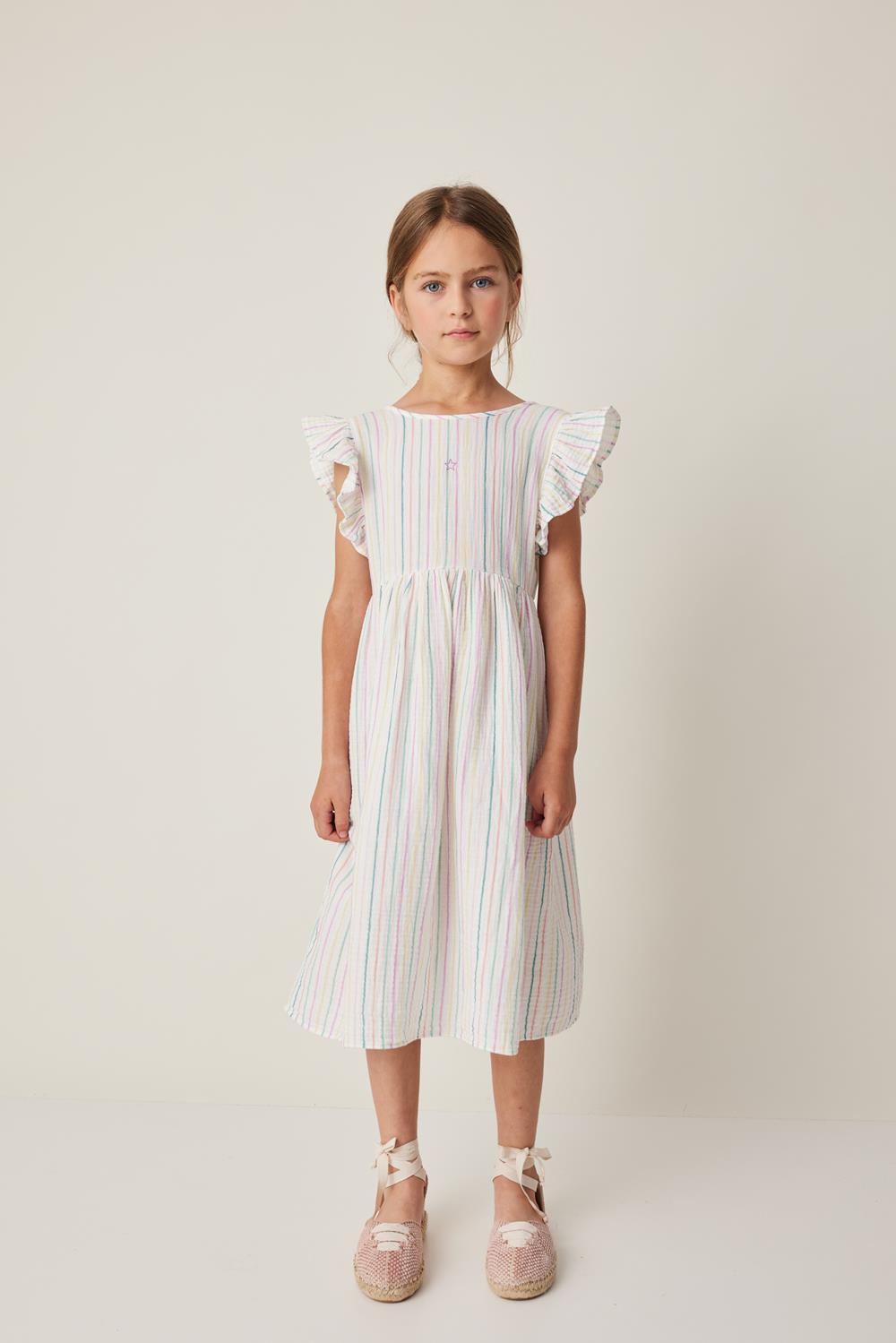 Tocoto Vintage Multicolor Striped Midi Dress