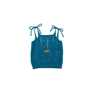 Tocoto Vintage Openwork Knit Top - Teal