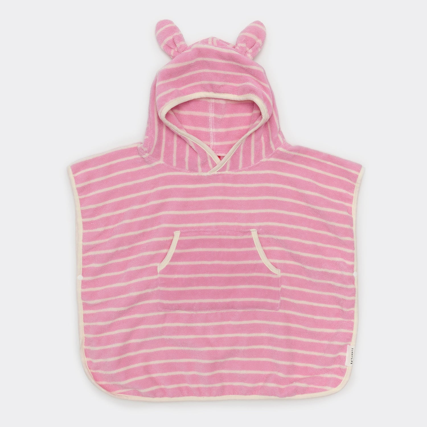 Sunny Life Kids Character Hooded Towel - Cotton Candy Pink Stripe