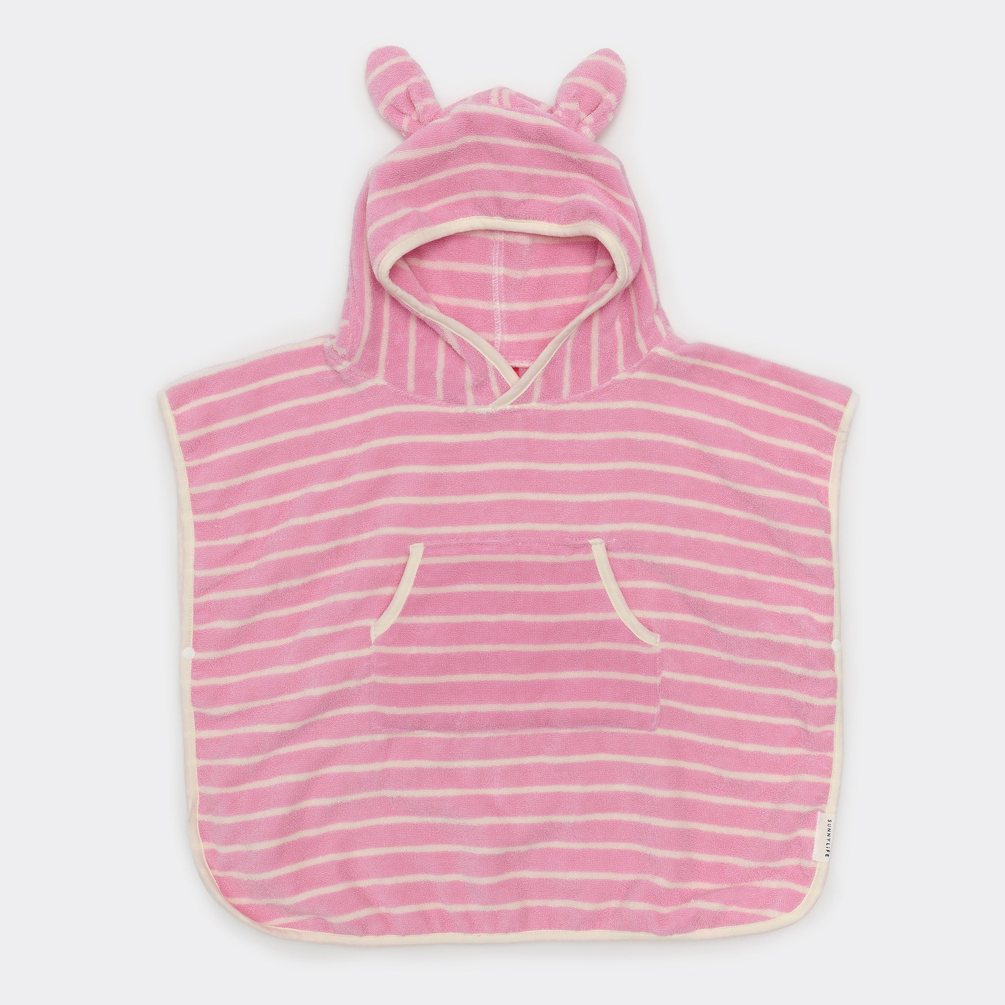 Sunny Life Kids Character Hooded Towel - Cotton Candy Pink Stripe