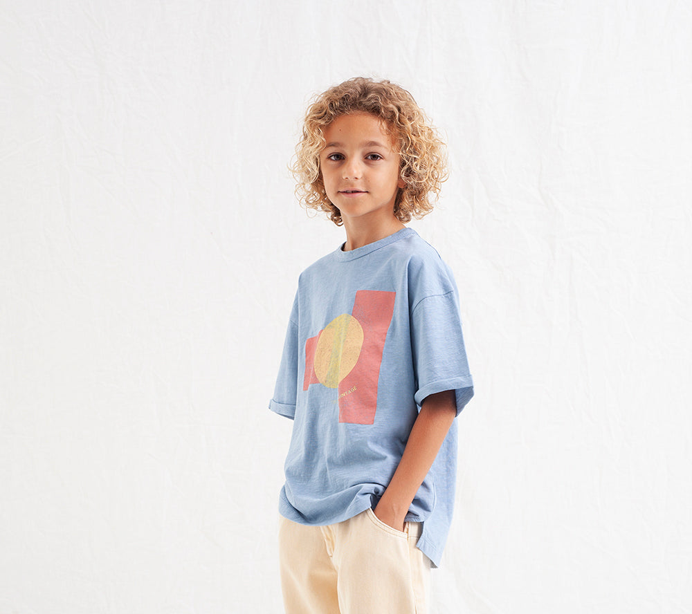 Tocoto Vintage Oversized Printed T-Shirt Sunshine - Blue