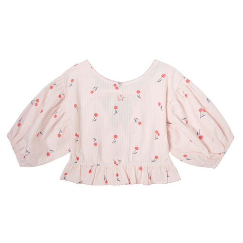 Tocoto Vintage Long Sleeve Blouse With Cherries Print - Pink