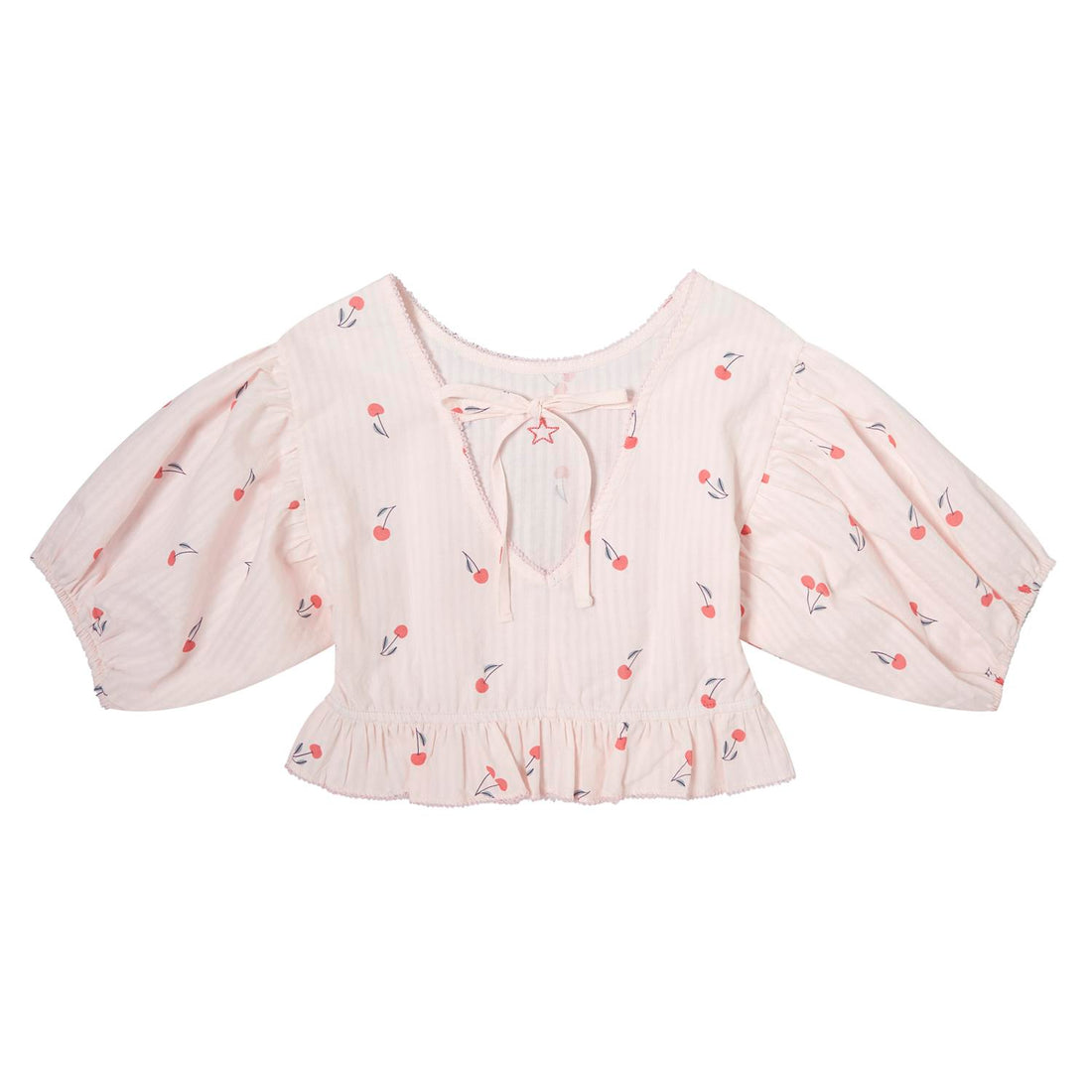 Tocoto Vintage Long Sleeve Blouse With Cherries Print - Pink