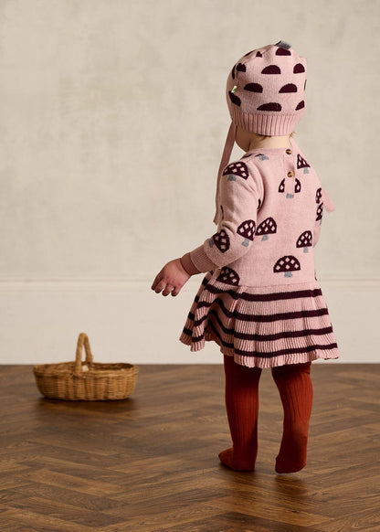 Bonnie Mob Sage Mushroom Knit Kids Dress - Dusty Pink