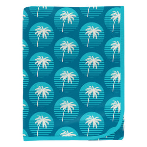 Kickee Pants Print Swaddling Blanket - Cerulean Blue Palm Tree Sun