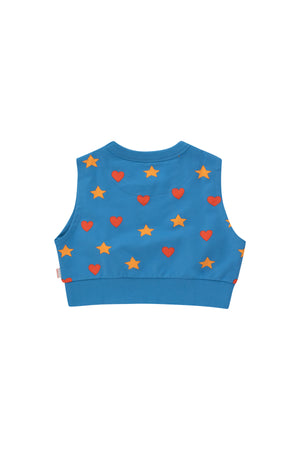 Tiny Cottons Hearts Stars Sleeveless Sweatshirt - Blue