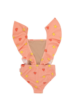 Tiny Cottons Hearts Stars Swimsuit - Papaya