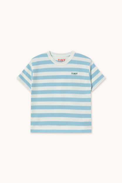 Tiny Cottons Stripes Tee - Dusty Blue/Off White