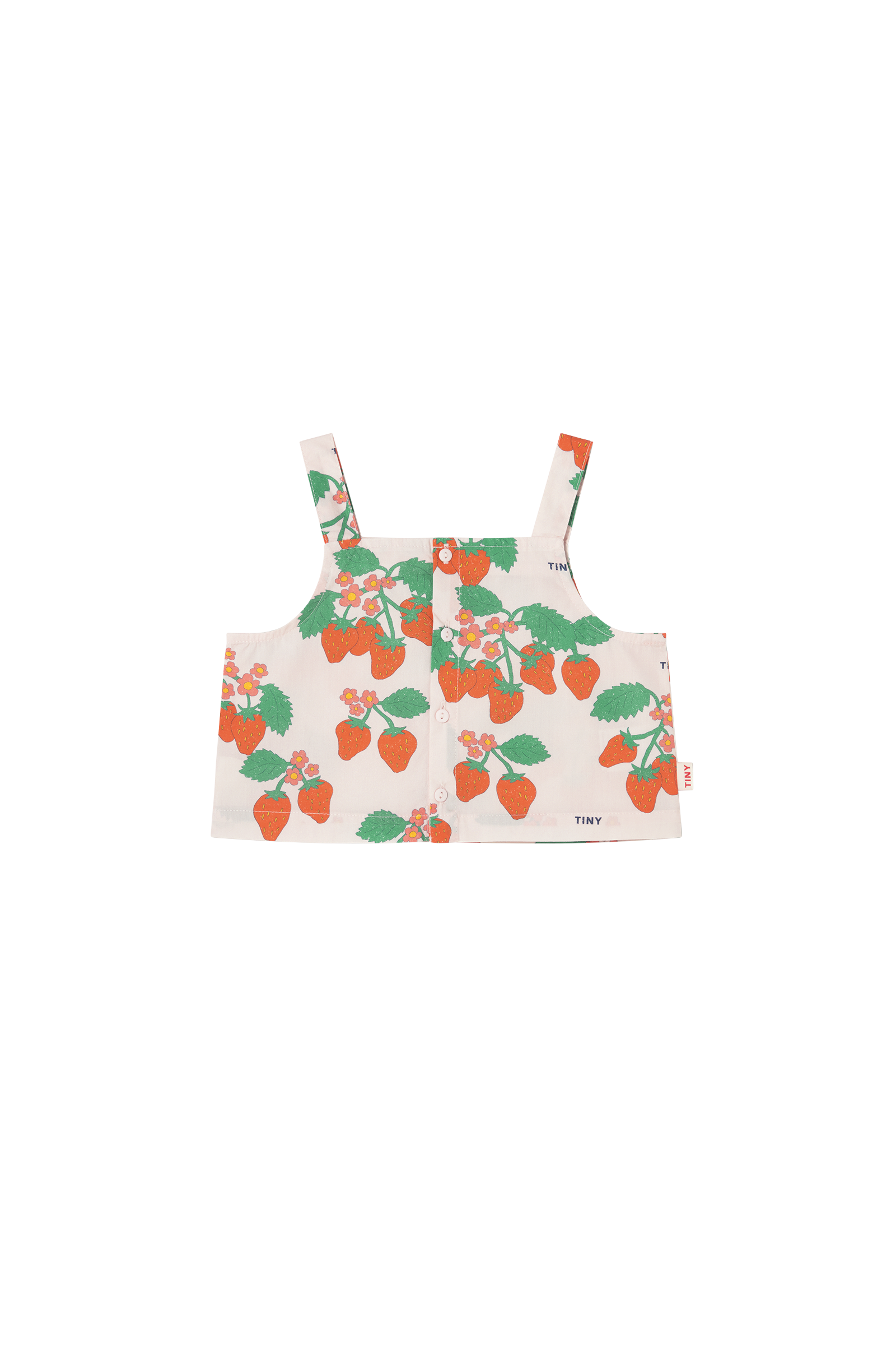 Tiny Cottons Strawberries Woven Crop Top - Pastel Pink
