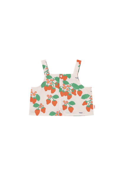 Tiny Cottons Strawberries Woven Crop Top - Pastel Pink