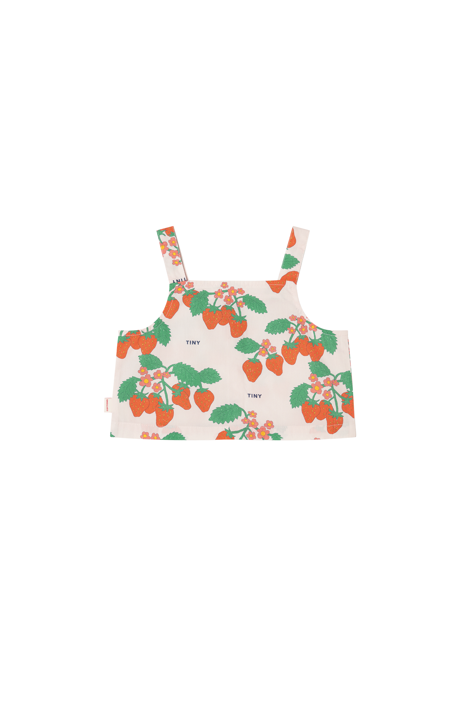 Tiny Cottons Strawberries Woven Crop Top - Pastel Pink