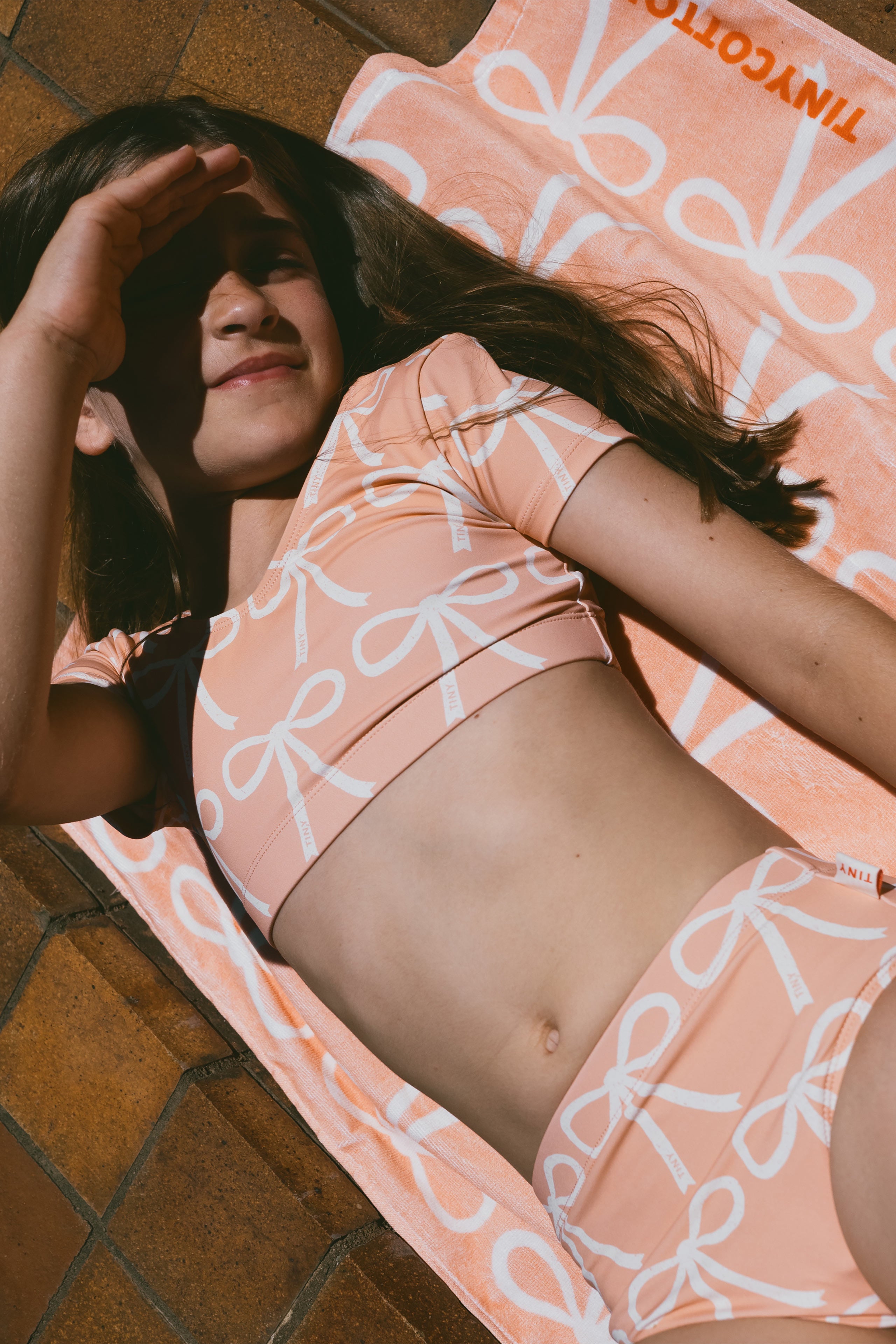 Tiny Cottons Bows Swim Set - Papaya