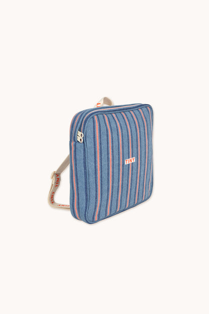 Tiny Cottons Stripes Denim Toddler Backpack - Light Blue Denim