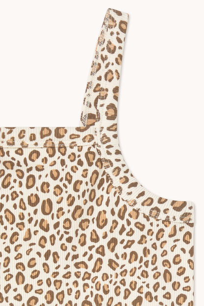 Tiny Cottons Animal Print Rib Top - Light Cream