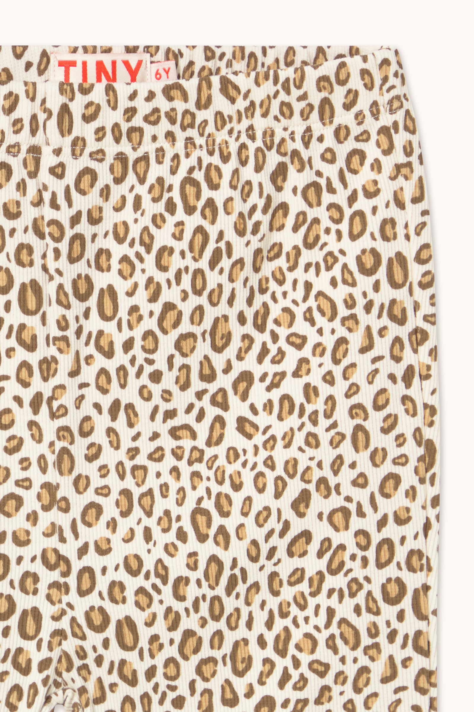 Tiny Cottons Animal Print Rib Pant - Light Cream