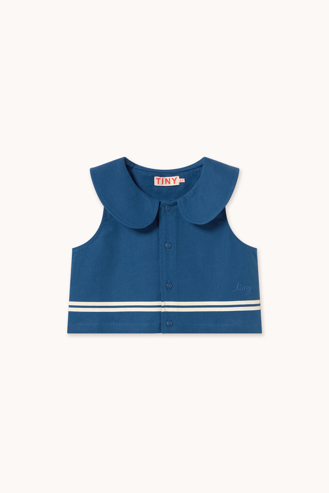 Tiny Cottons Stripes Cropped Shirt - Light Navy