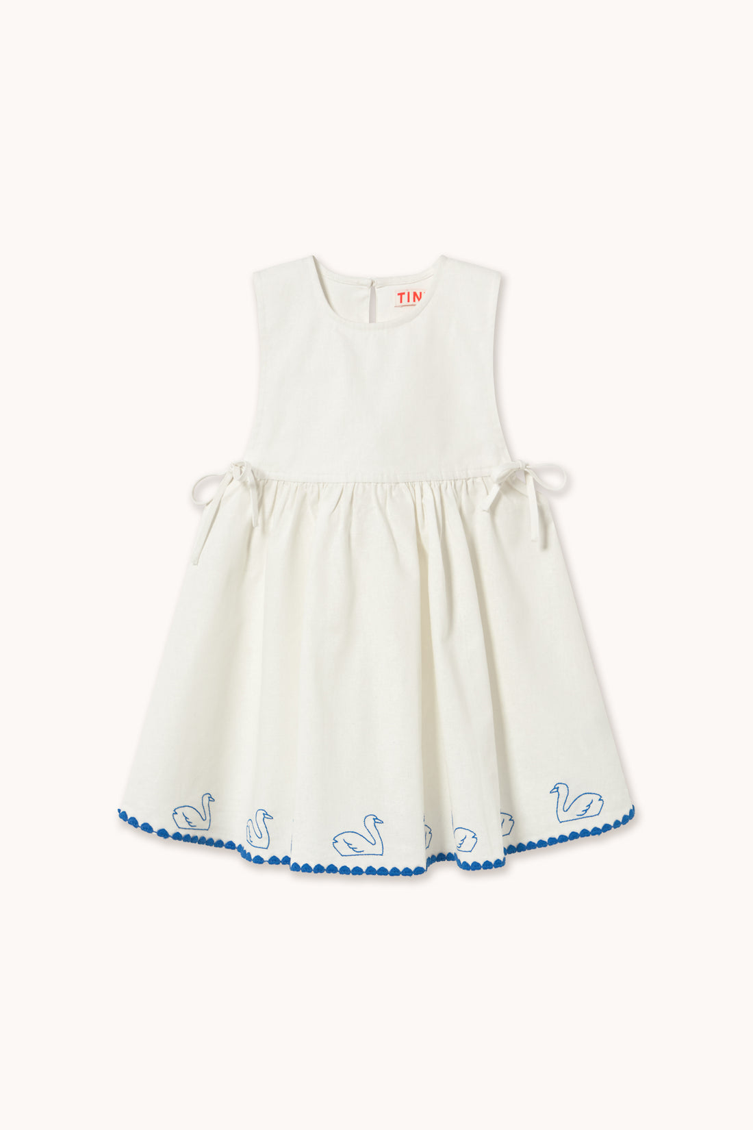 Tiny Cottons Swans Bows Dress - Off-White
