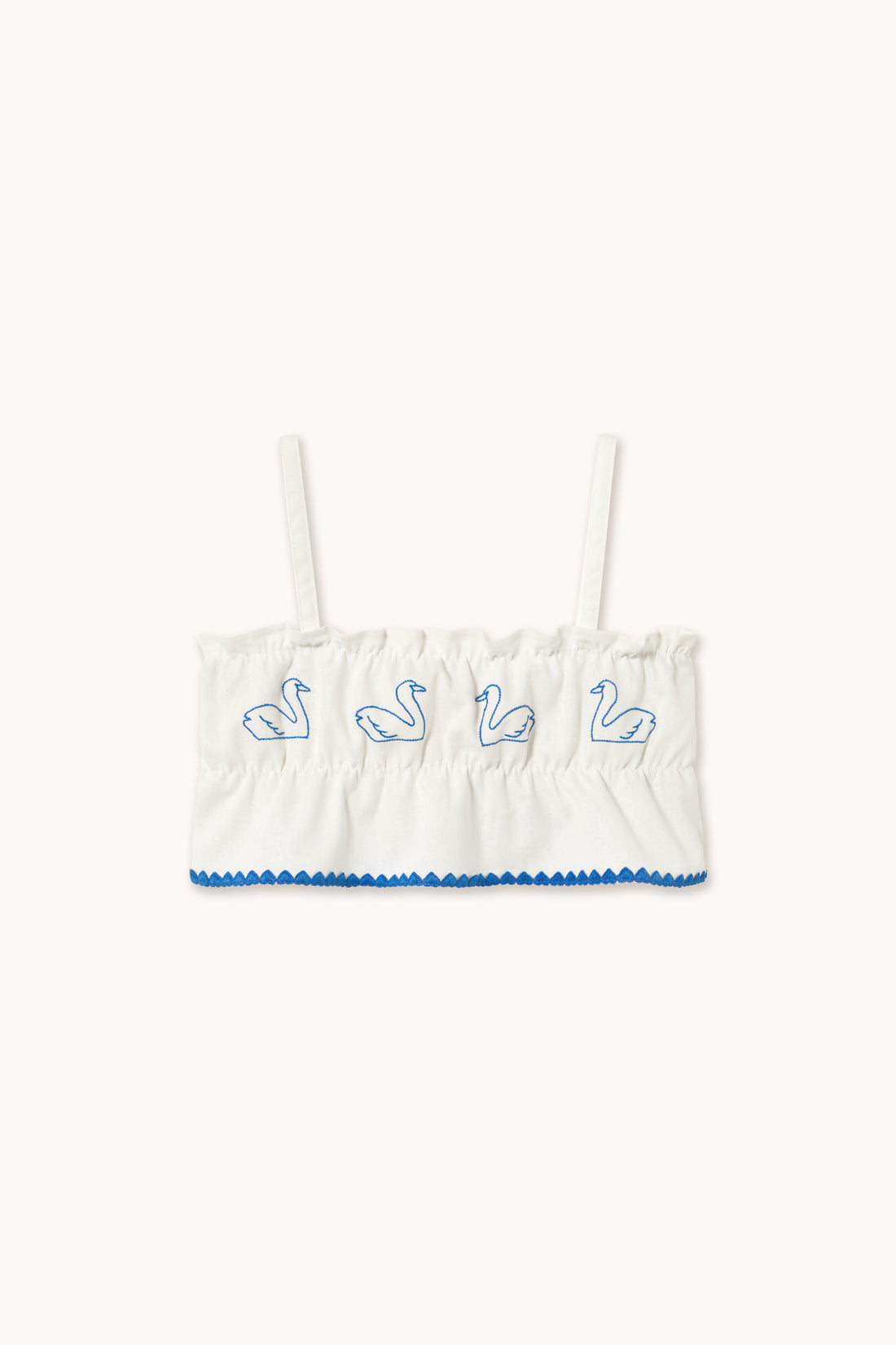 Tiny Cottons Swans Bow Linen Top - Off-White