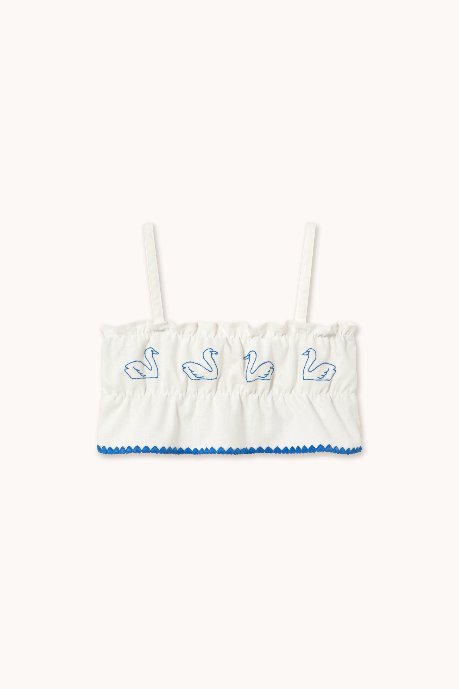 Tiny Cottons Swans Bow Linen Top - Off-White