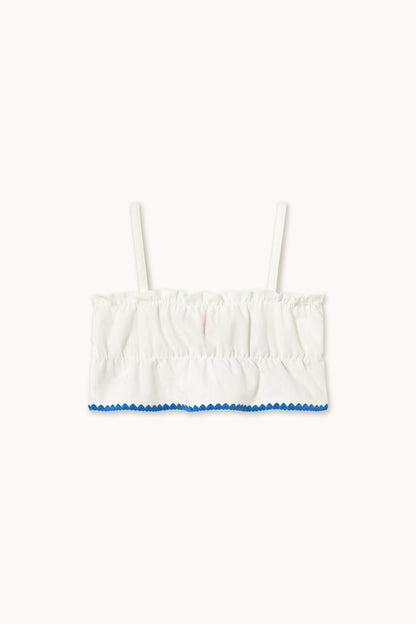 Tiny Cottons Swans Bow Linen Top - Off-White