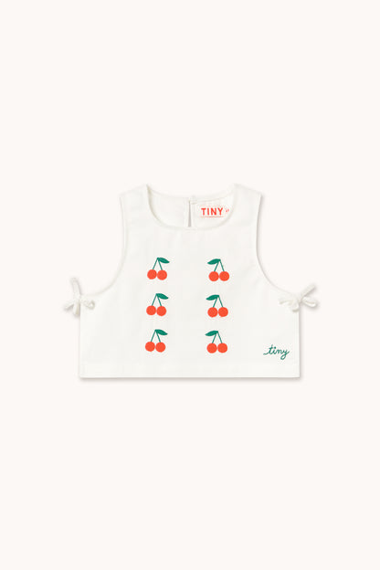 Tiny Cottons Mini Cherries Twill Top - Off-White