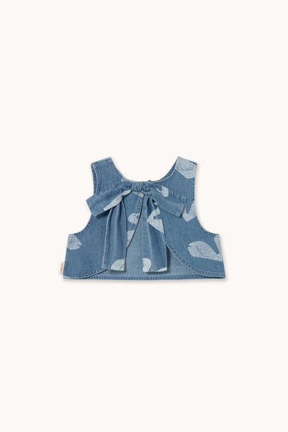 Tiny Cottons Big Swans Top - Medium Wash Denim